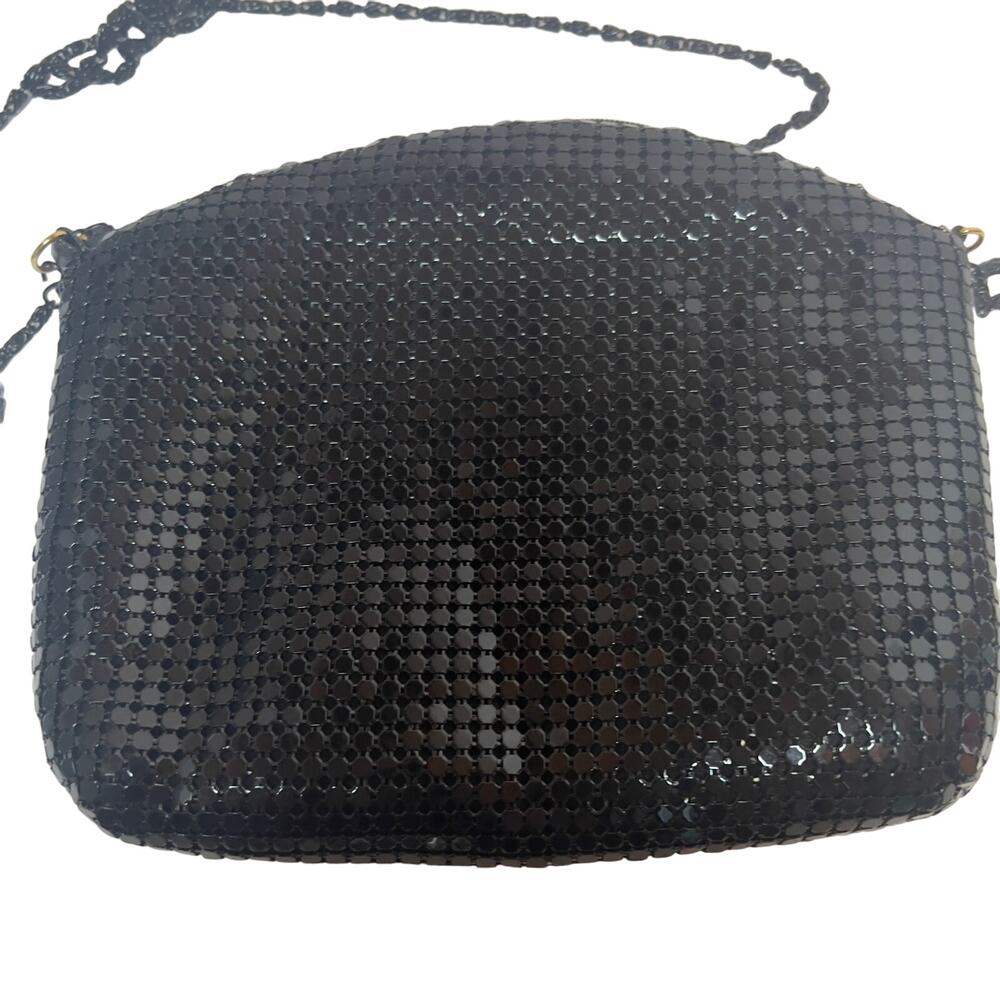 Apri Nights Black Shiny Mesh Crossbody Metal Chain Strap Purse Bag Vintage Type